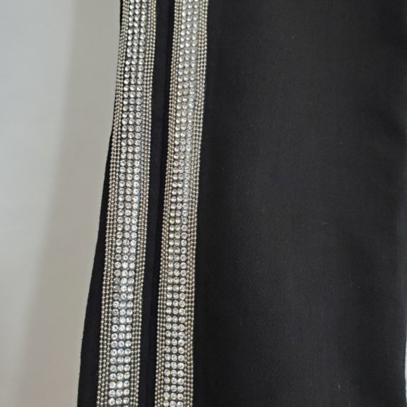 *SOLD* L'AGENCE Margot Rhinestone Crystal-Stripe High-Rise Skinny Jeans, Noir - Picture 5 of 7